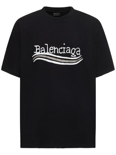 Camiseta De Algodón Con Logo - BALENCIAGA - Modalova