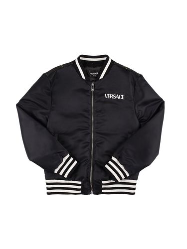 Chaqueta Bomber De Seda Con Logo - VERSACE - Modalova