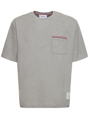 T-shirt Aus Baumwolljersey Mit Streifenborte - THOM BROWNE - Modalova