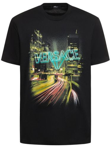 Lights Printed Cotton T-shirt - VERSACE - Modalova