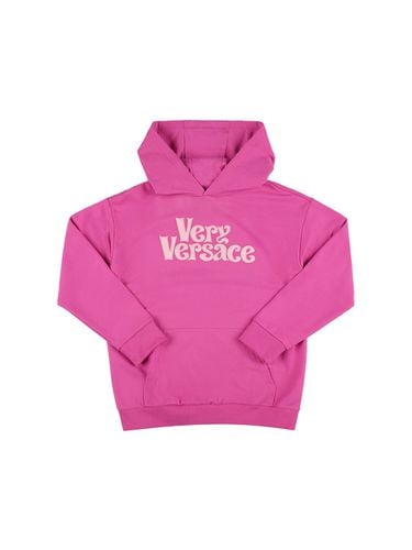 Sudadera De Algodón Con Logo Bordado Y Capucha - VERSACE - Modalova