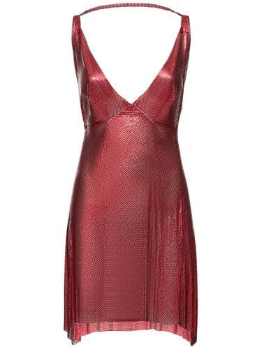 Kelly Metallic Mesh V Neck Mini Dress - FANNIE SCHIAVONI - Modalova