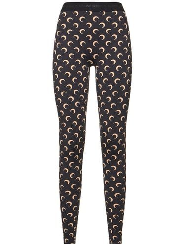 Moon Print Jersey Stirrup Leggings - MARINE SERRE - Modalova