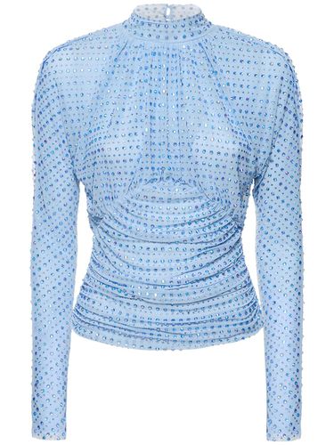 Draped Embellished Mesh Top - SELF-PORTRAIT - Modalova