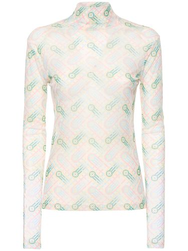 Printed Monogram Stretch Mesh L/s Top - CASABLANCA - Modalova