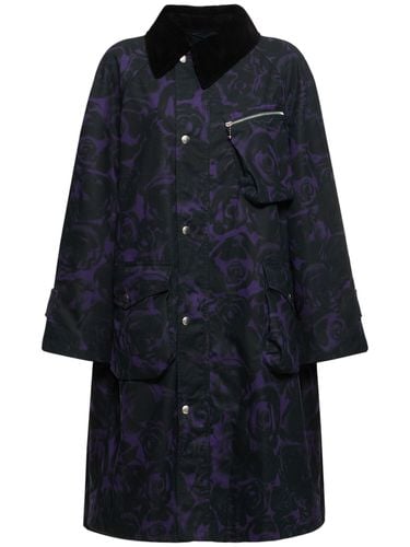 Rose Print Cotton Gabardine Long Coat - BURBERRY - Modalova