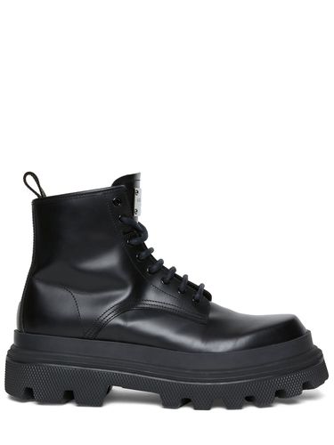 Leather Combat Boots - DOLCE & GABBANA - Modalova