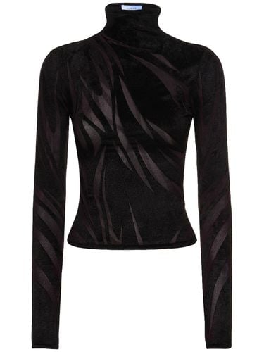 Velvet & Tulle Turtleneck Crop Top - MUGLER - Modalova