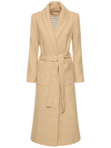 Grape Tweed Belted Long Robe Coat - MARIA DE LA ORDEN - Modalova