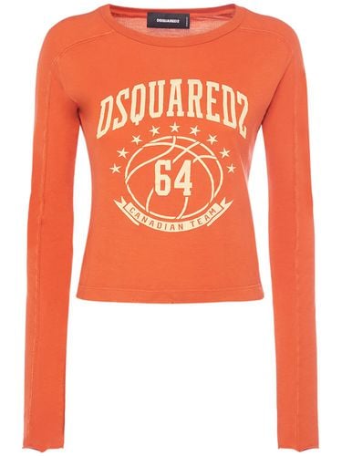 Logo Printed Cotton Jersey Top - DSQUARED2 - Modalova