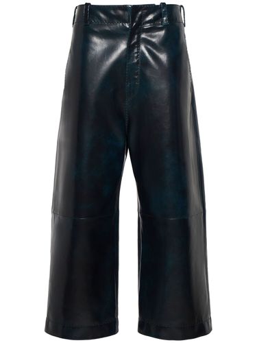 Smooth Leather Wide Leg Culotte Pants - BOTTEGA VENETA - Modalova