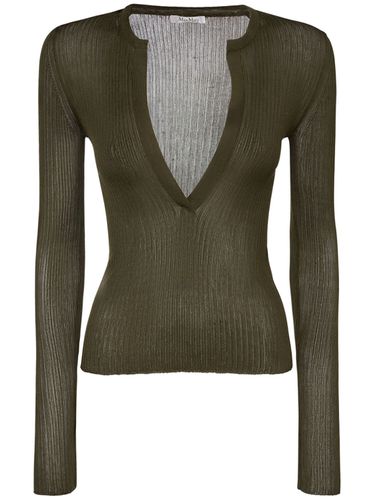 Top De Seda Acanalada Con Cuello En V - MAX MARA - Modalova