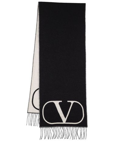 V Logo Intarsia Wool & Cashmere Scarf - VALENTINO GARAVANI - Modalova