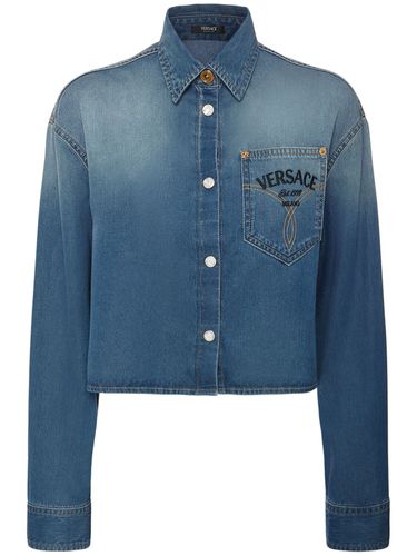 Denim-overshirt Mit Logo - VERSACE - Modalova