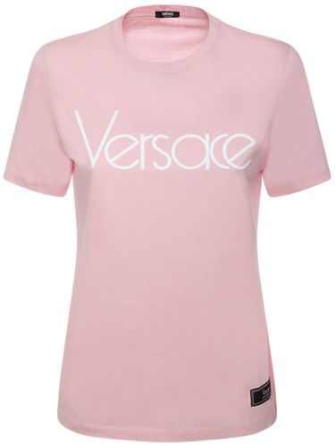 T-shirt Aus Jersey Mit Logostickerei - VERSACE - Modalova