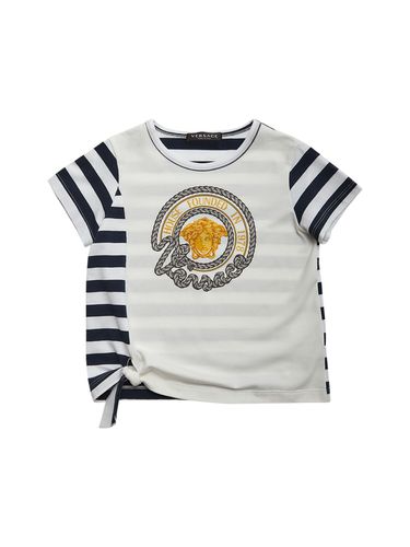 Camiseta De Algodón Jersey Estampado - VERSACE - Modalova