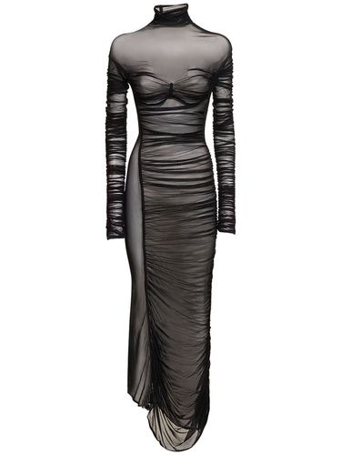 Mesh Turtleneck Long Dress - MUGLER - Modalova