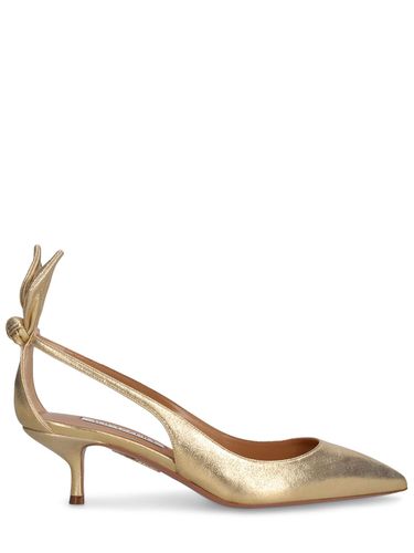 Mm Bow Tie Metallic Leather Pumps - AQUAZZURA - Modalova