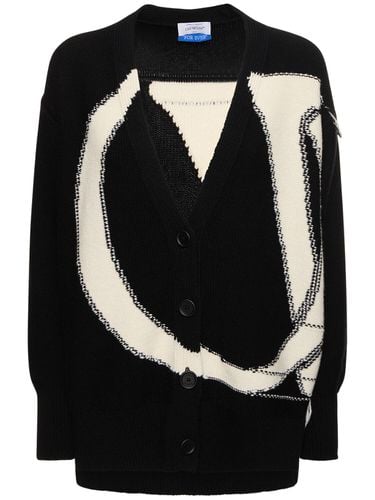 Cardigan Ow In Lana Con Logo - OFF-WHITE - Modalova