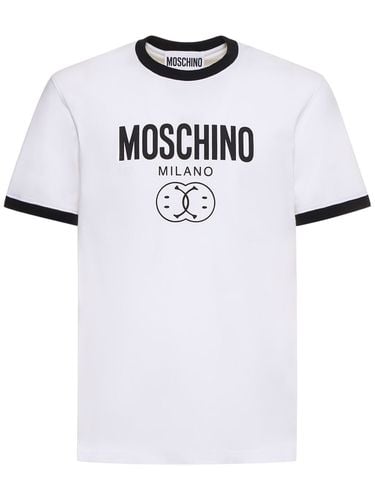 Logo Print Stretch Cotton Jersey T-shirt - MOSCHINO - Modalova