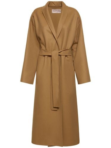 Wool Compact Belted Long Coat - VALENTINO - Modalova