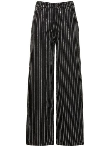 Sequined Cotton Twill Wide Pants - ROTATE - Modalova