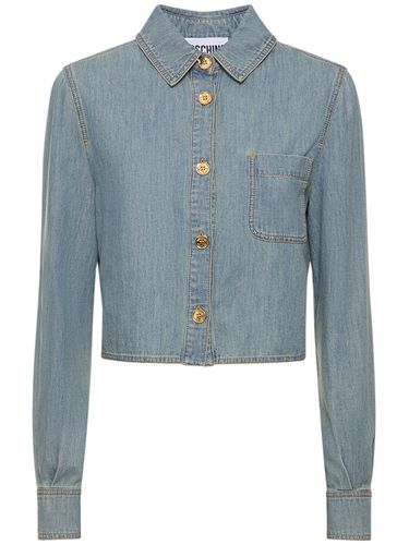 Cotton Chambray Cropped Shirt - MOSCHINO - Modalova