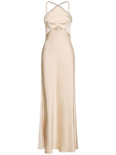 Embellished Satin Halter Neck Maxi Dress - SELF-PORTRAIT - Modalova