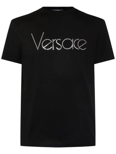 T-shirt Mit Gesticktem Logo - VERSACE - Modalova