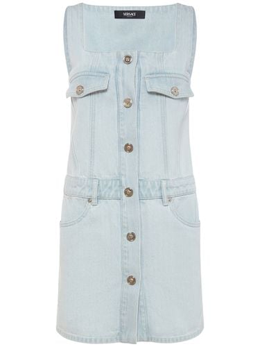 Vestido Corto De Denim - VERSACE - Modalova