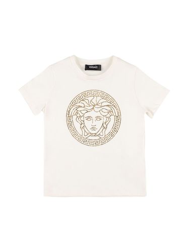 T-shirt Aus Baumwolljersey Mit Medusadruck - VERSACE - Modalova