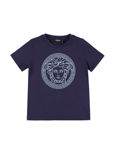 T-shirt Aus Baumwolljersey Mit Medusadruck - VERSACE - Modalova