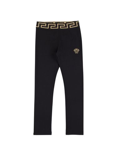 Leggings De Algodón Jersey - VERSACE - Modalova