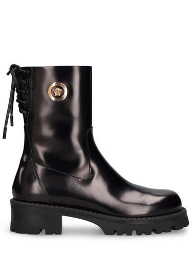 Mm Hohe Stiefeletten Aus Leder - VERSACE - Modalova