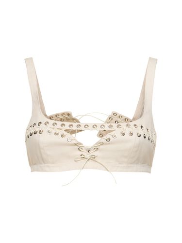 Cotton Canvas Cutout Lace-up Bra Top - LUDOVIC DE SAINT SERNIN - Modalova