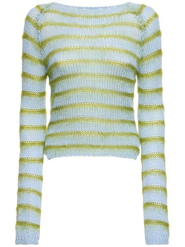 Striped Cotton Knit L/s Crop Sweater - MARNI - Modalova