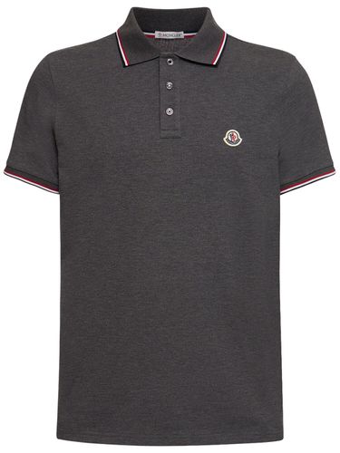 Polo De Algodón Con Parche - MONCLER - Modalova