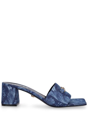 Mm Hohe Plateau-mules Aus Denim - VERSACE - Modalova