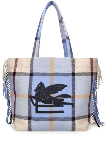 Borsa Shopping In Lana Tartan - ETRO - Modalova