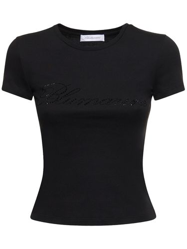 T-shirt Aus Baumwolljersey Mit Kristalllogo - BLUMARINE - Modalova