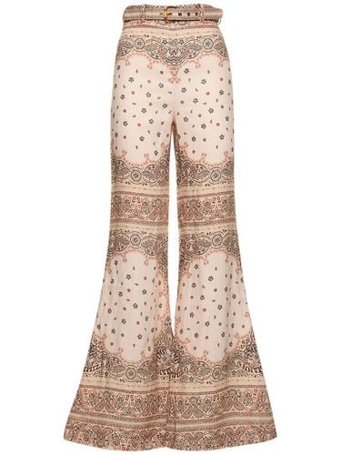 Printed Linen Wide Leg Pants - ZIMMERMANN - Modalova