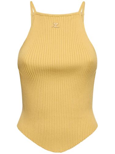 Tank Top De Punto Acanalado De Viscosa - COURREGES - Modalova