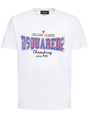 Camiseta De Jersey De Algodón Estampada - DSQUARED2 - Modalova