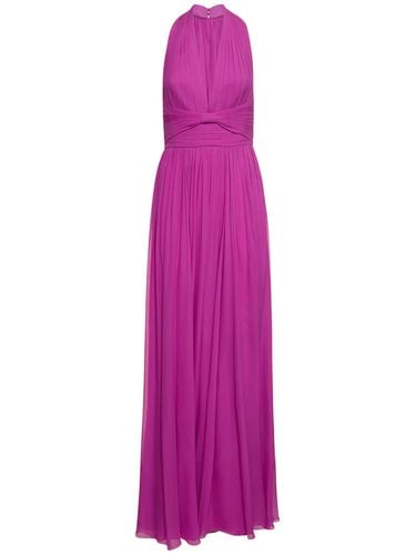 Pleated Silk Long Halter Dress - ELIE SAAB - Modalova