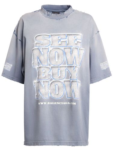 Printed Cotton Boxy T-shirt - BALENCIAGA - Modalova