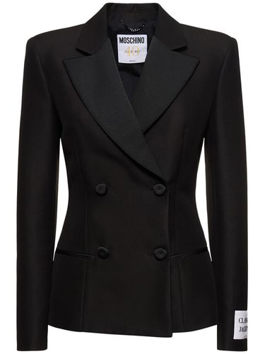 Cotton Duchesse Double Breasted Blazer - MOSCHINO - Modalova