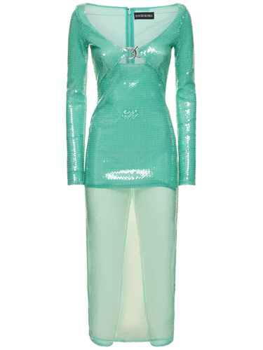 Logo Buckle Sequined Midi Dress - DAVID KOMA - Modalova