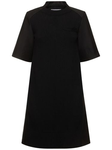 Vestido Corto De Punto De Algodón Gabardina - SACAI - Modalova