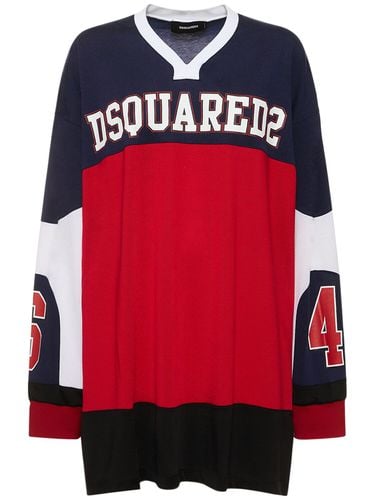 Logo Oversized Cotton Jersey Sweat Dress - DSQUARED2 - Modalova