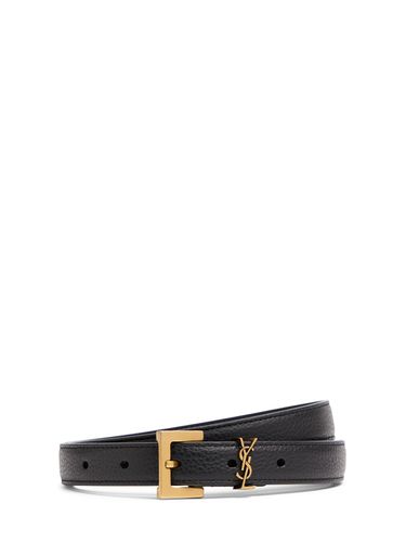 Monogram Leather Belt - SAINT LAURENT - Modalova